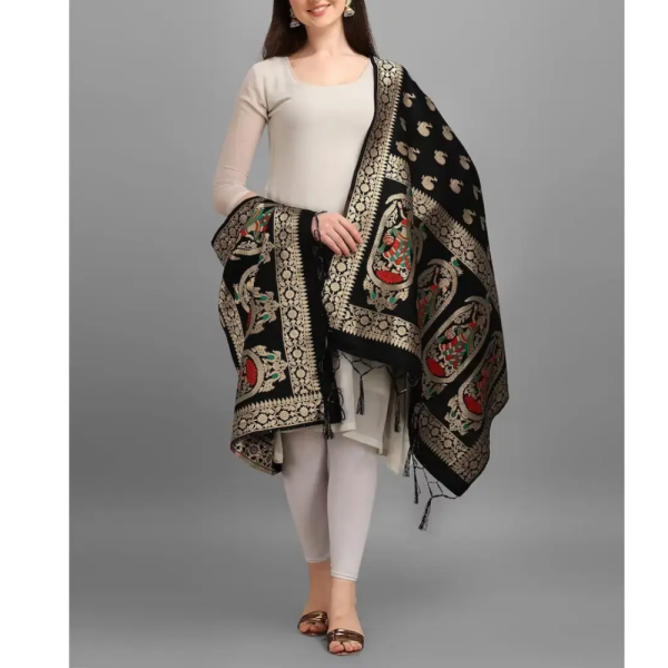 Handmade Black Banarasi Dupatta
