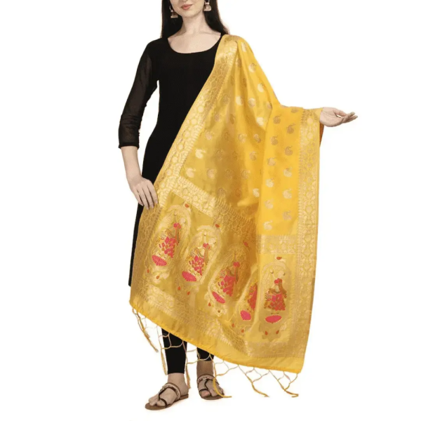 Handmade Yellow Banarasi Dupatta