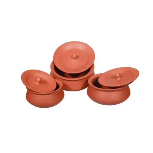 LEAD-FREE Unglazed Clay Pot for Cooking with Lid | Indian Earthen Kadai/Handi | MMD