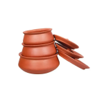 LEAD-FREE Unglazed Clay Pot for Cooking with Lid | Indian Earthen Kadai/Handi | MMD
